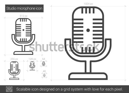 ストックフォト: スタジオ · マイク · 行 · アイコン · ベクトル · 孤立した