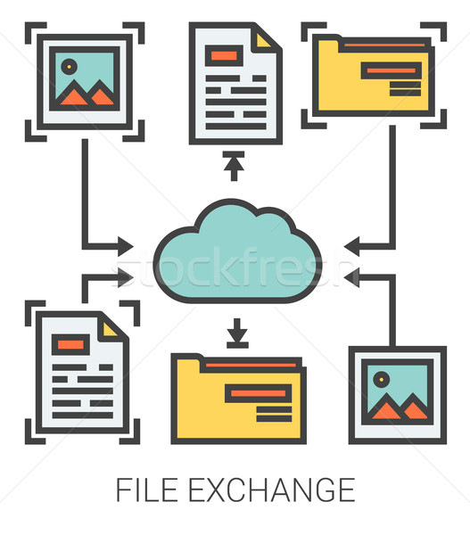 File exchange line icons. Stock photo © RAStudio