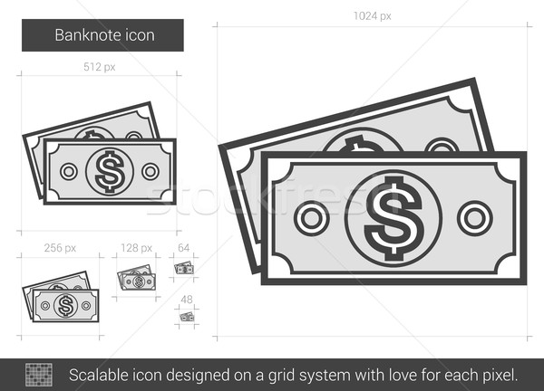 Bankbiljet lijn icon vector geïsoleerd witte Stockfoto © RAStudio