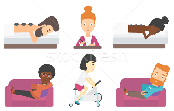 Set of relaxing people and business characters. Stock photo © RAStudio