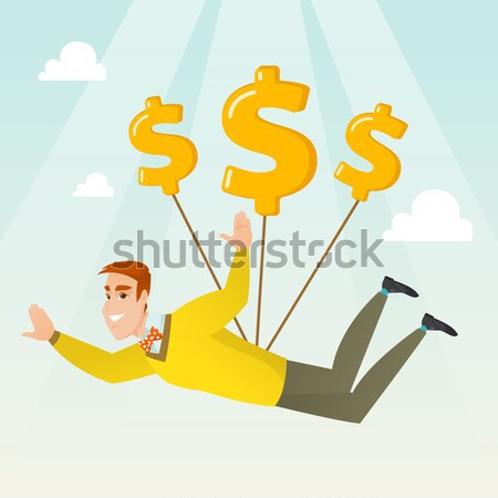 Businessman flying with dollar signs. Stock photo © RAStudio