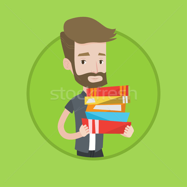 Man holding pile of books vector illustration. Stock photo © RAStudio