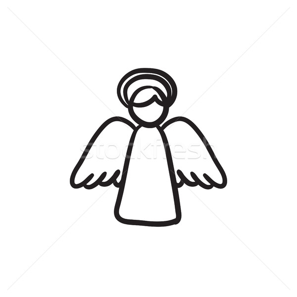 Wielkanoc anioł szkic ikona wektora odizolowany Zdjęcia stock © RAStudio