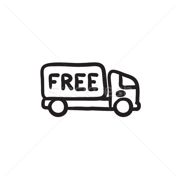 Livraison gratuite camion croquis icône vecteur isolé [[stock_photo]] © RAStudio