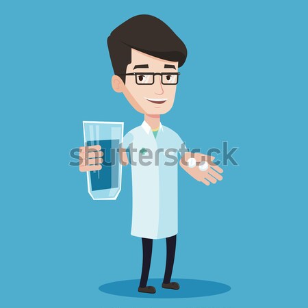 Man measuring heart rate pulse with smartphone. Stock photo © RAStudio