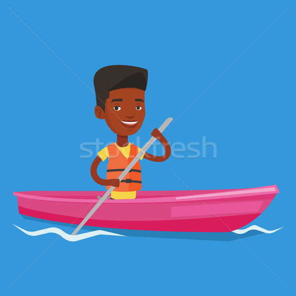 Man riding in kayak vector illustration. Stock photo © RAStudio