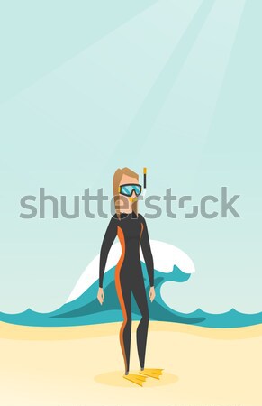 Young scuba diver vector illustration. Stock photo © RAStudio