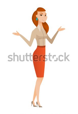 Caucasian confused business woman with spread arms Stock photo © RAStudio