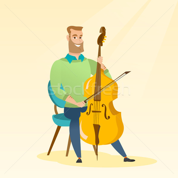 Stock photo: Man playing the cello vector illustration.