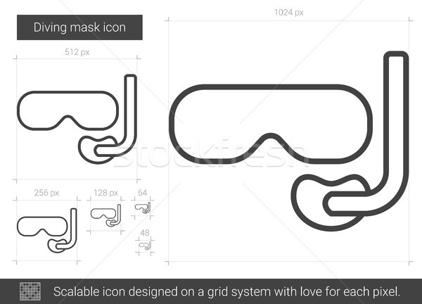 Stok fotoğraf: Dalış · maske · hat · ikon · vektör · yalıtılmış