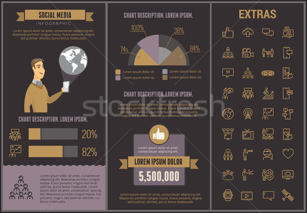 Social media infographic template, elements, icons Stock photo © RAStudio