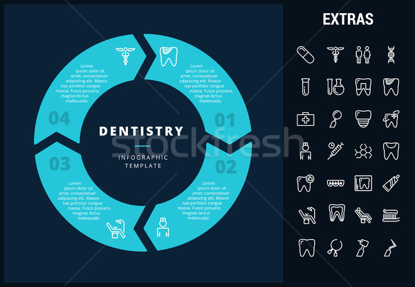 Diş hekimliği şablon elemanları simgeler özelleştirilebilir Stok fotoğraf © RAStudio