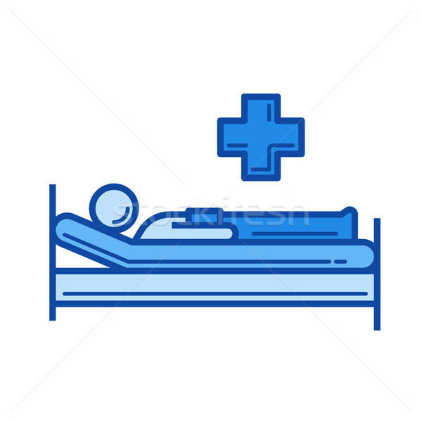 ストックフォト: 病院用ベッド · 行 · アイコン · ベクトル · 孤立した · 白