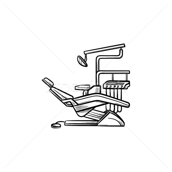Stock foto: Zahnärztliche · Stuhl · Hand · gezeichnet · Gliederung · Doodle · Symbol