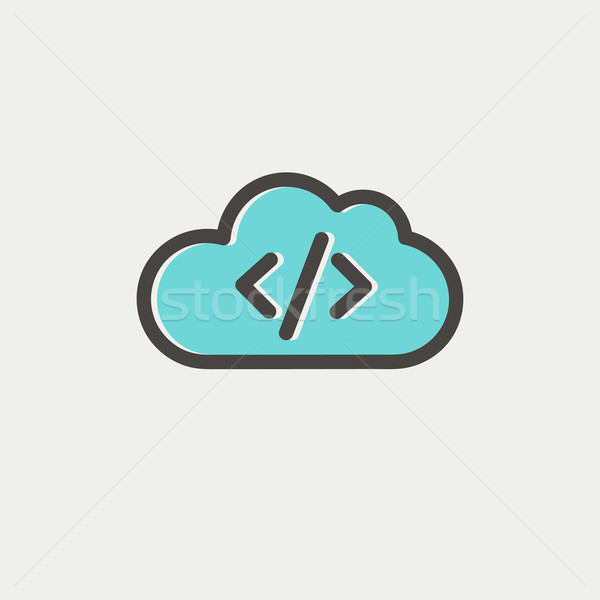 Stock photo: Transferring files cloud apps thin line icon