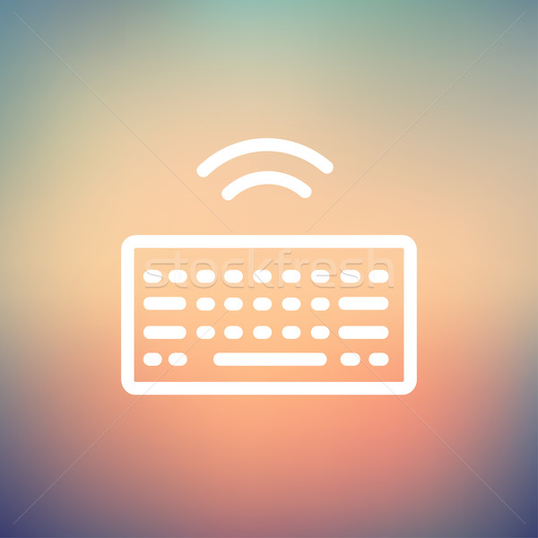 Wifi button in keyboard thin line icon Stock photo © RAStudio