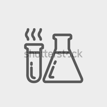 пробирку химический стакан тонкий линия икона веб Сток-фото © RAStudio