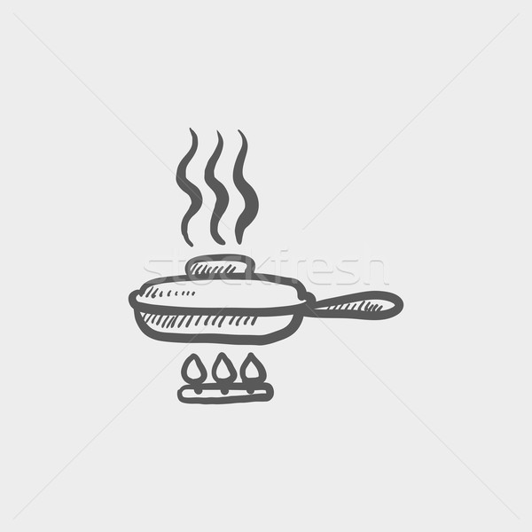 Frying pan with cover sketch icon Stock photo © RAStudio