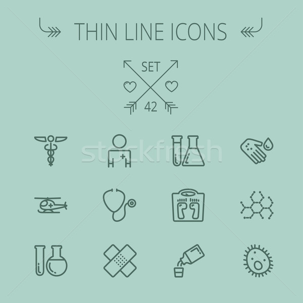 Medicine thin line icon set Stock photo © RAStudio
