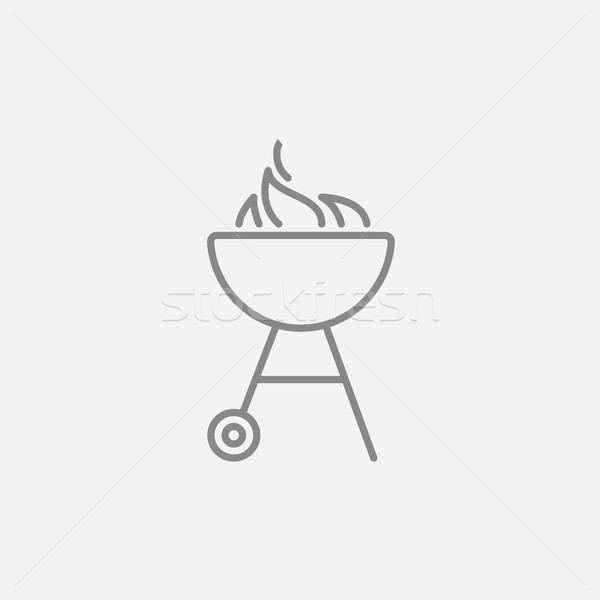 Czajnik grill line ikona płomień internetowych Zdjęcia stock © RAStudio