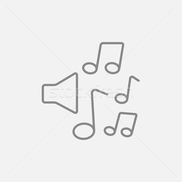Loudspeakers with music notes line icon. Stock photo © RAStudio