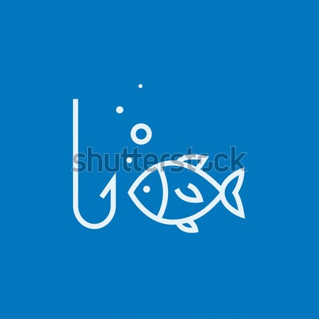 Stock photo: Fish with hook line icon.