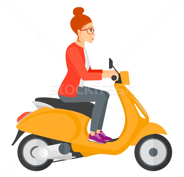 Woman riding scooter. Stock photo © RAStudio
