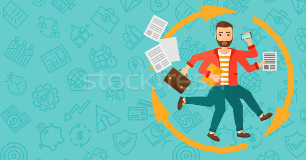 Man coping with multitasking. Stock photo © RAStudio