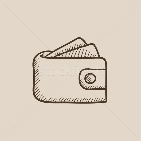 Wallet with money sketch icon. Stock photo © RAStudio