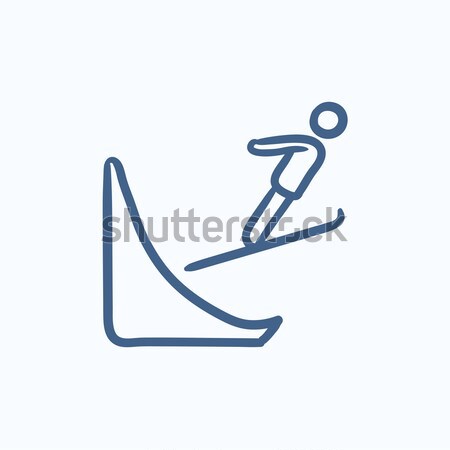 Ski jumping line icon. Stock photo © RAStudio