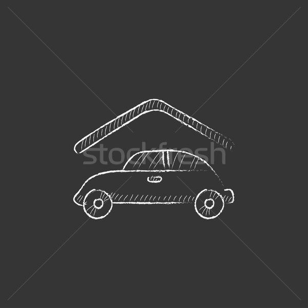 Samochodu garaż kredy ikona Zdjęcia stock © RAStudio