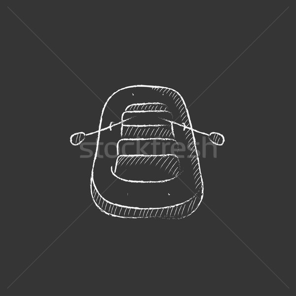 надувной лодка мелом икона рисованной Сток-фото © RAStudio
