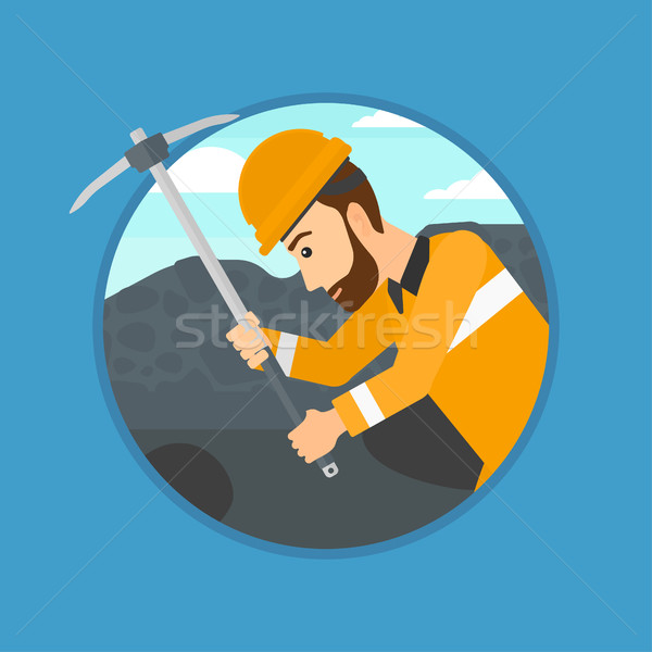 Miner working with pickaxe. Stock photo © RAStudio