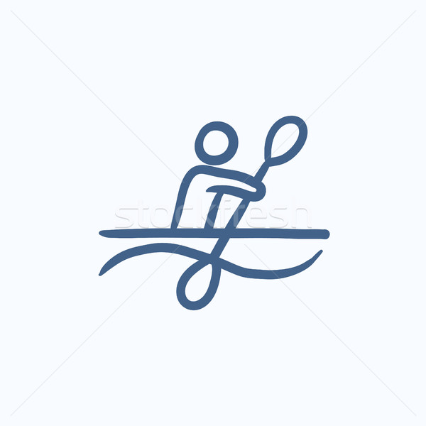 Man kayaking sketch icon. Stock photo © RAStudio
