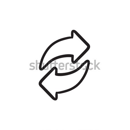Foto stock: Dos · circular · flechas · boceto · icono · vector
