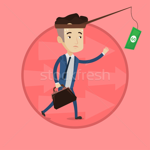 Businessman trying to catch money on fishing rod. Stock photo © RAStudio