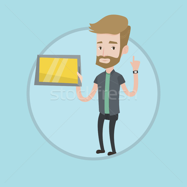 Student using tablet computer vector illustration. Stock photo © RAStudio