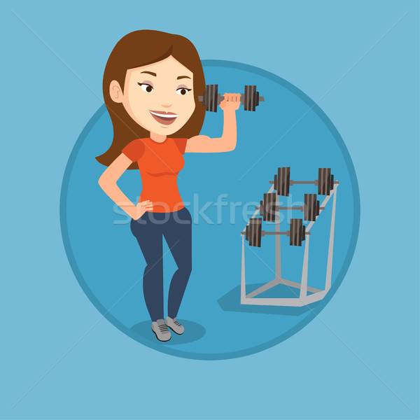 Woman lifting dumbbell vector illustration. Stock photo © RAStudio