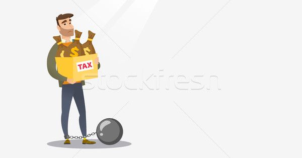 Chained woman with bags full of taxes. Stock photo © RAStudio