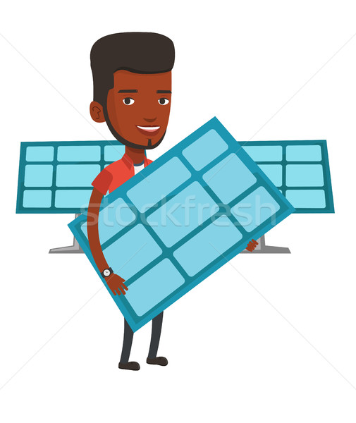 Man holding solar panel vector illustration. Stock photo © RAStudio