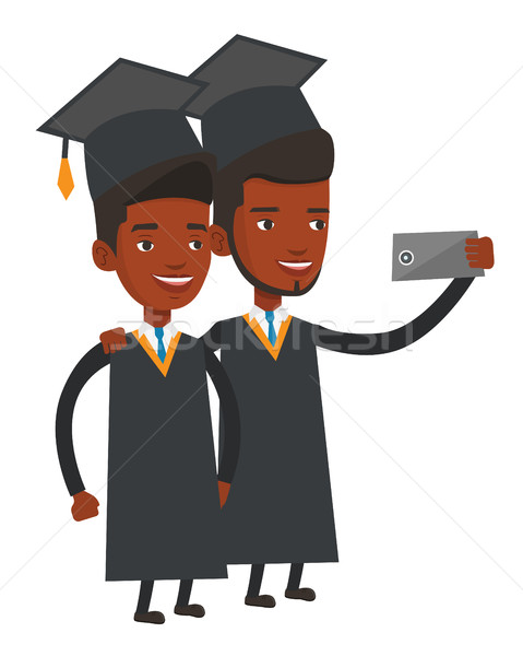 Graduates making selfie vector illustration. Stock photo © RAStudio