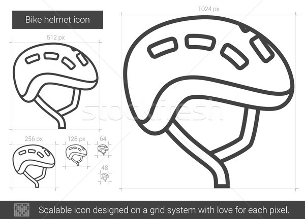 Vélo casque ligne icône vecteur isolé [[stock_photo]] © RAStudio