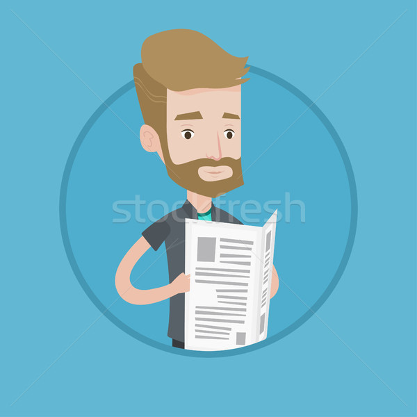 Foto stock: Homem · leitura · jornal · barba · jovem