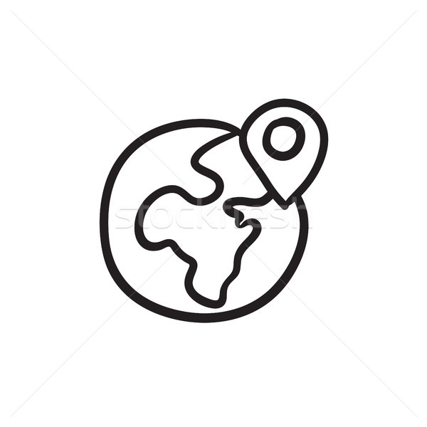 Globe with pointer sketch icon. Stock photo © RAStudio