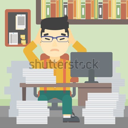 Foto stock: Hombre · de · negocios · desesperación · sesión · oficina · empresario · lugar · de · trabajo