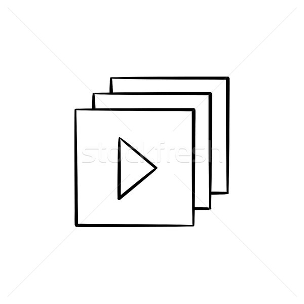 Video player interface with play button hand drawn outline doodl Stock photo © RAStudio