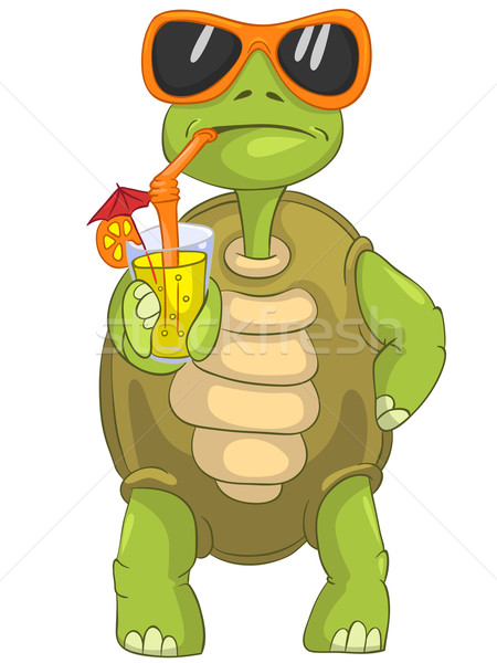 смешные черепахи питьевой коктейль изолированный Сток-фото © RAStudio