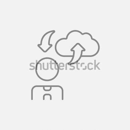 Man with cloud upload and download arrows thin line icon Stock photo © RAStudio