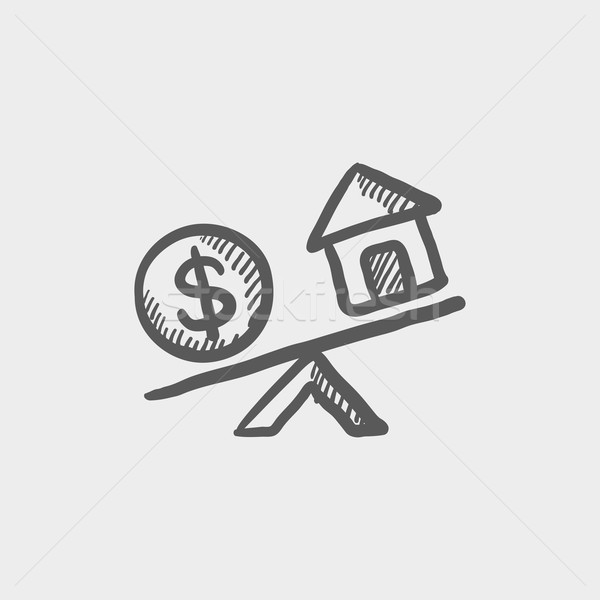 Compare or exchange home to money sketch icon Stock photo © RAStudio