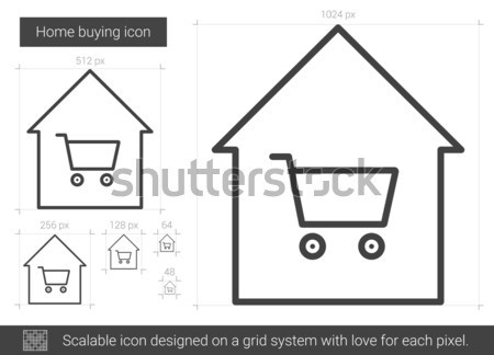 Stock fotó: Ház · vásárlás · ikon · rajzolt · kréta · kézzel · rajzolt